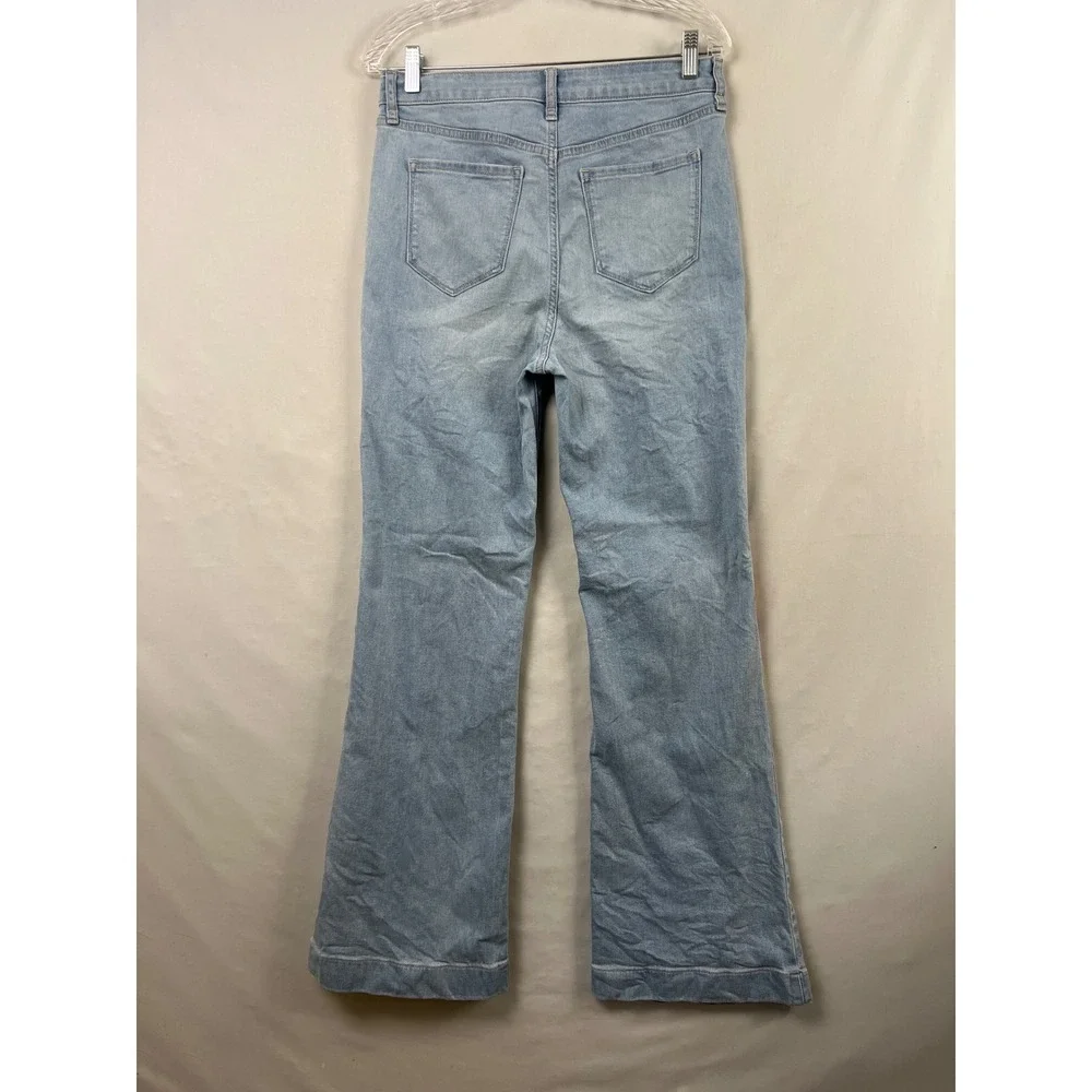 Lauren Conrad Flare Jeans Women 10 Light Blue Hand Painted Artistic High Rise